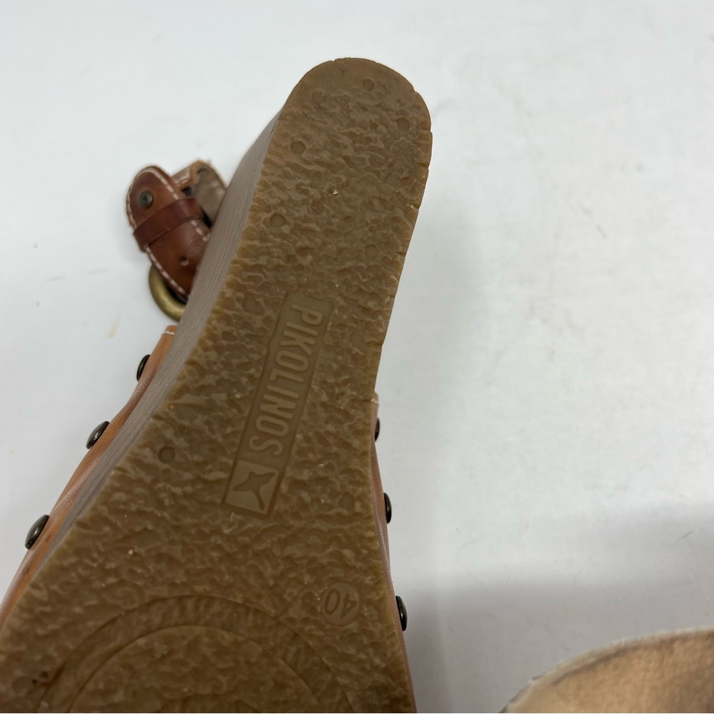 PIKOLINOS Benissa Brandy Burnished Leather Wedge Sling Back Sandals Size 40 EU - Picture 5 of 9